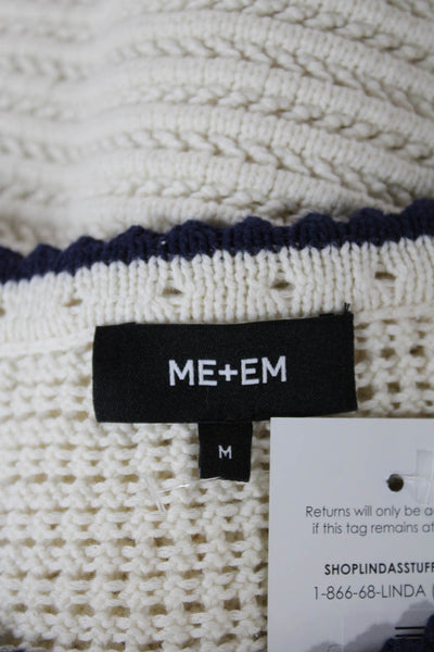 Me + Em Unisex White Striped Crewneck Organic Cotton Pullover Sleeveless Size M