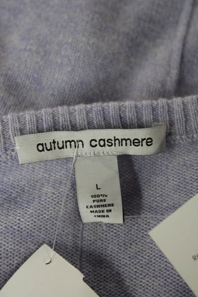 Autumn Cashmere Unisex Pullover Sweater Purple Crew Neck 100% Cashmere Size L