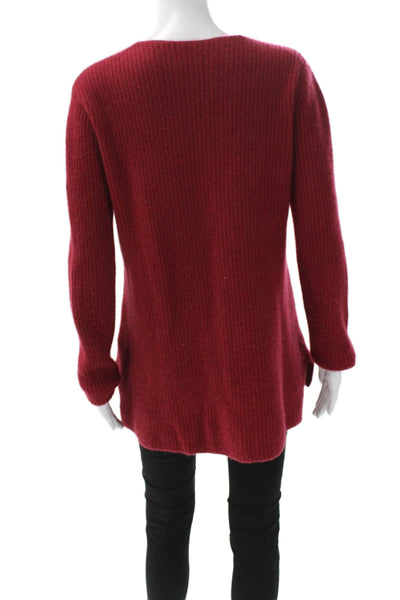 Vince Unisex Red Cashmere V-Neck Pullover Sweater Long Sleeve Size S