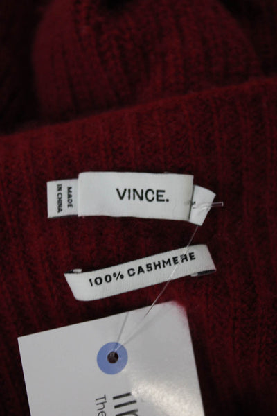 Vince Unisex Red Cashmere V-Neck Pullover Sweater Long Sleeve Size S