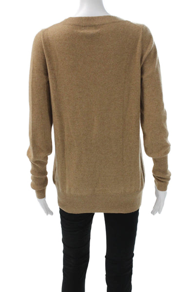 J Crew Unisex Pullover Sweater 100% Cashmere V-Neck Long Sleeve Tan Size M