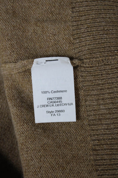 J Crew Unisex Pullover Sweater 100% Cashmere V-Neck Long Sleeve Tan Size M
