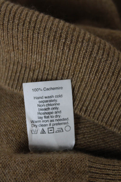 J Crew Unisex Pullover Sweater 100% Cashmere V-Neck Long Sleeve Tan Size M