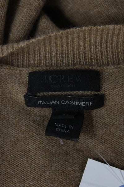 J Crew Unisex Pullover Sweater 100% Cashmere V-Neck Long Sleeve Tan Size M