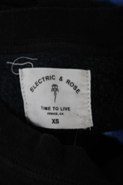 Electric & Rose Women Pullover Sweatshirt Black Crew Neck Long Sleeve Size XS