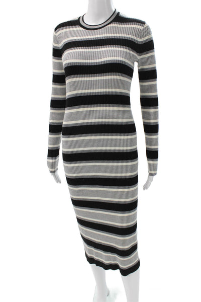 Theory Women Black Bodycon Sweater Dress Merino Wool Long Sleeve Size S