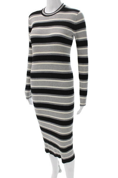 Theory Women Black Bodycon Sweater Dress Merino Wool Long Sleeve Size S