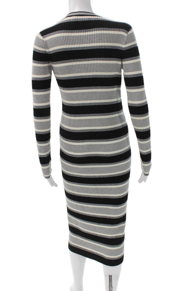 Theory Women Black Bodycon Sweater Dress Merino Wool Long Sleeve Size S
