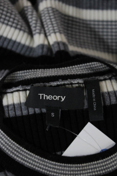 Theory Women Black Bodycon Sweater Dress Merino Wool Long Sleeve Size S