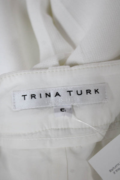 Trina Turk Unisex White Classic Solid Shorts Hook Eye Size 6
