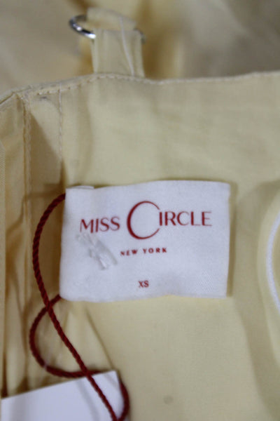Miss Circle Womens Fit & Flare Sundress Yellow Square Neck Buckle Size XS