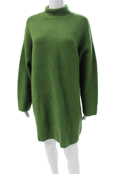Zara Unisex Pullover Sweater Green Mock Neck Long Sleeve Size S