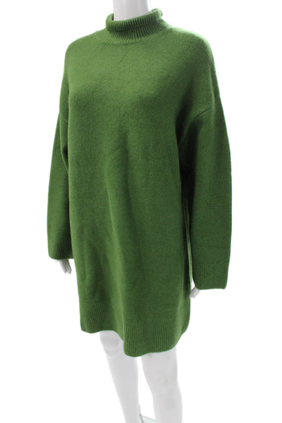 Zara Unisex Pullover Sweater Green Mock Neck Long Sleeve Size S