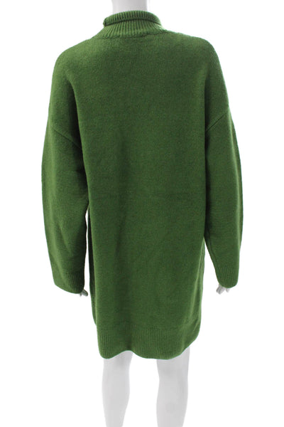 Zara Unisex Pullover Sweater Green Mock Neck Long Sleeve Size S