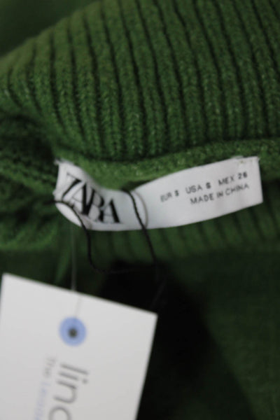Zara Unisex Pullover Sweater Green Mock Neck Long Sleeve Size S