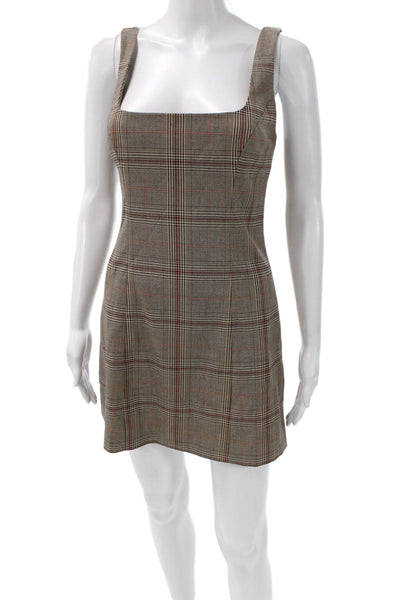 Lovers + Friends Women Bodycon Mini Dress Brown Square Neck Sleeveless Size XS