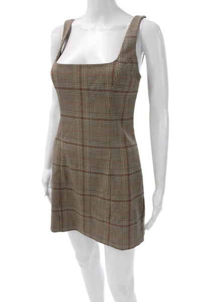 Lovers + Friends Women Bodycon Mini Dress Brown Square Neck Sleeveless Size XS