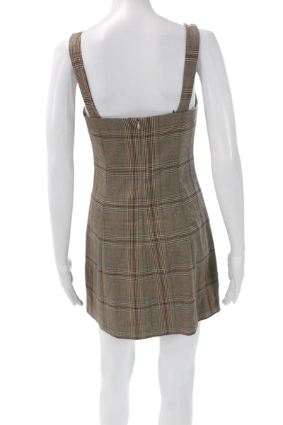 Lovers + Friends Women Bodycon Mini Dress Brown Square Neck Sleeveless Size XS