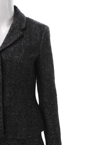 Zara Unisex Herringbone 2-Piece Blazer Dark Gray Viscose Long Sleeve Size S