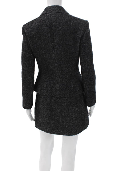 Zara Unisex Herringbone 2-Piece Blazer Dark Gray Viscose Long Sleeve Size S