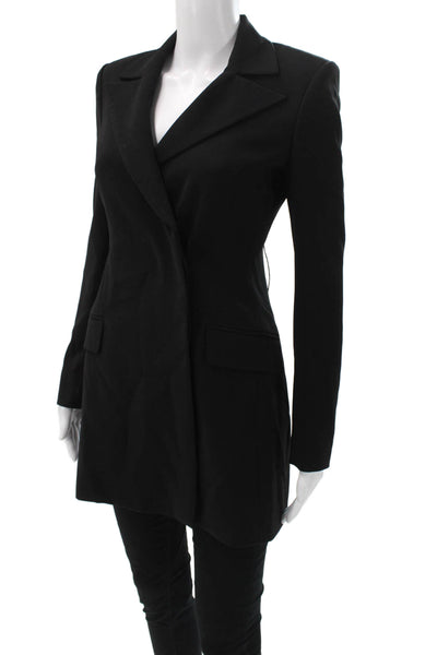 Babaton Womens Black Overcoat Button Closure Long Sleeve Size 0