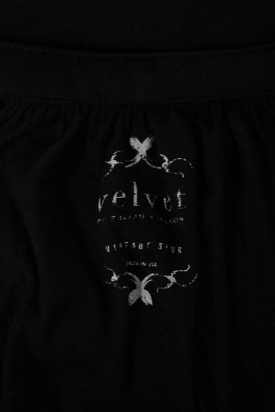 Velvet by Graham & Spencer Women Basic Black V-Neck Short Sleeve Blouse Size XS