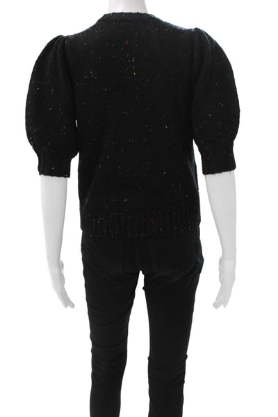 Rails Women V-Neck Short Sleeve Wool Blend Cardigan Black Size XS