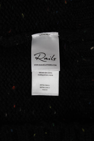 Rails Women V-Neck Short Sleeve Wool Blend Cardigan Black Size XS