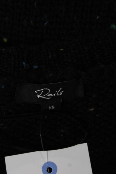 Rails Women V-Neck Short Sleeve Wool Blend Cardigan Black Size XS