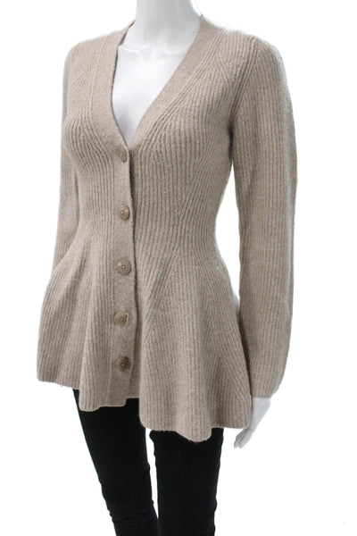 Maeve Anthropologie Women Cardigan Beige V-Neck Long Sleeve Polyamide Size XS