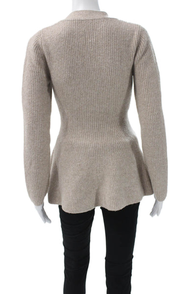 Maeve Anthropologie Women Cardigan Beige V-Neck Long Sleeve Polyamide Size XS