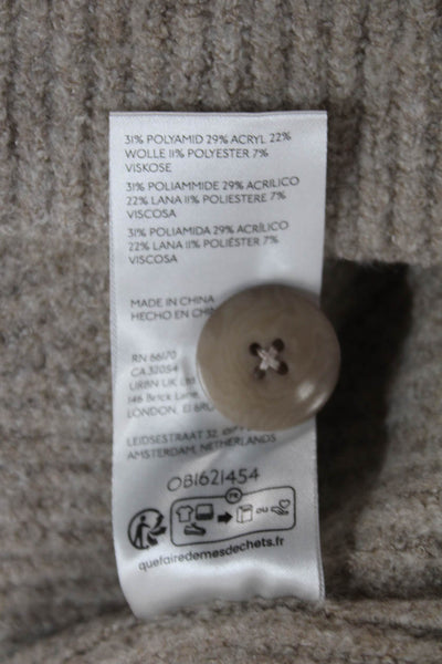 Maeve Anthropologie Women Cardigan Beige V-Neck Long Sleeve Polyamide Size XS