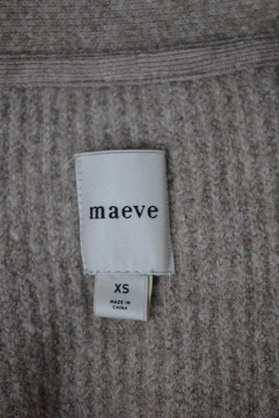 Maeve Anthropologie Women Cardigan Beige V-Neck Long Sleeve Polyamide Size XS