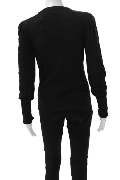 Goldie Women Cardigan Black 100% Pima Cotton Round Neck Long Sleeve Size XS