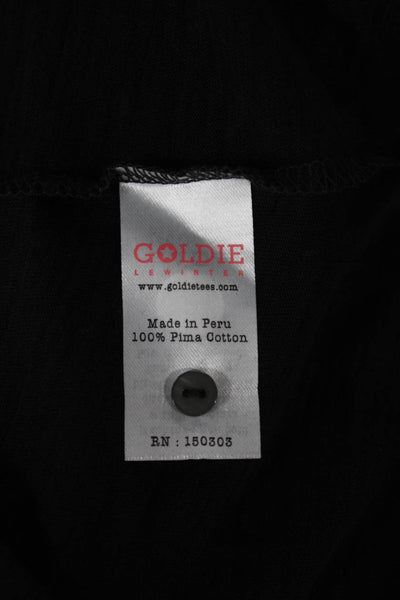 Goldie Women Cardigan Black 100% Pima Cotton Round Neck Long Sleeve Size XS