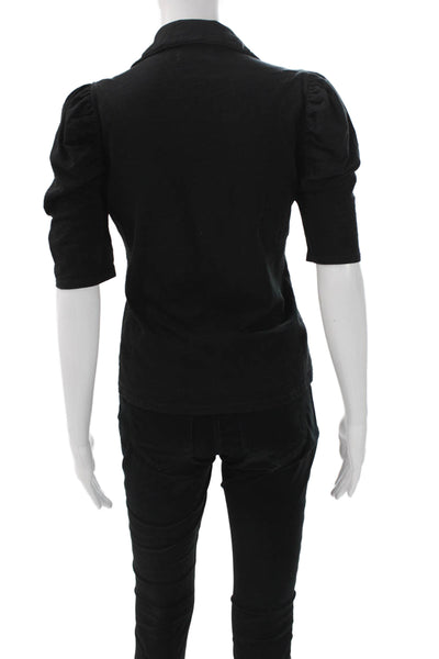 Nation LTD Womens Black Cotton Collared Short Sleeve Button-Up Top Size XS