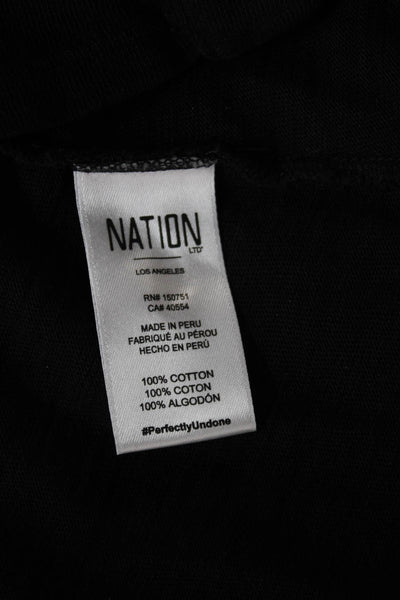 Nation LTD Womens Black Cotton Collared Short Sleeve Button-Up Top Size XS