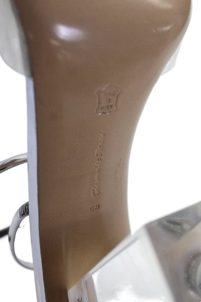 Gianvito Rossi Womens Plexiglass Heel Cosmic Sandal Heels Silver Size 40 10