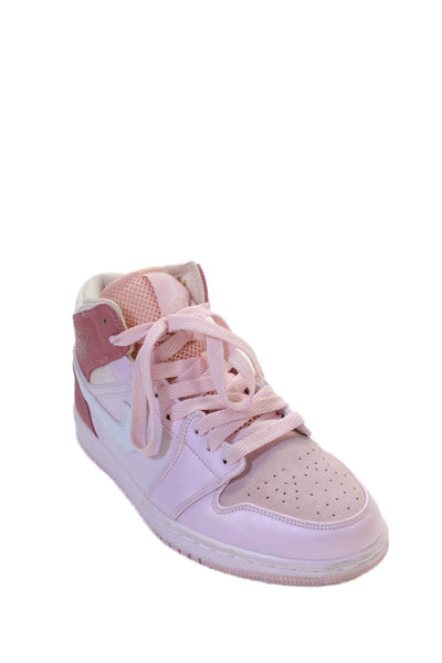 Nike Womens Leather Air Jordan 1 Mid Sneakers Digital Pink White Size 8.5
