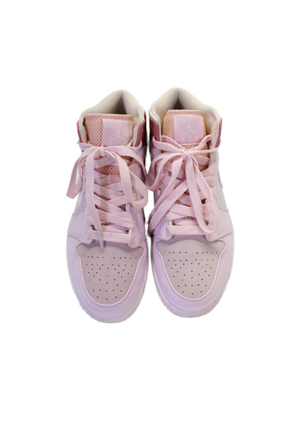 Nike Womens Leather Air Jordan 1 Mid Sneakers Digital Pink White Size 8.5