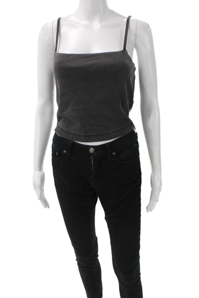 FP Movement Womens Cropped Tank Gray Square Neck Sleeveless Athletic Size S