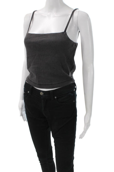 FP Movement Womens Cropped Tank Gray Square Neck Sleeveless Athletic Size S