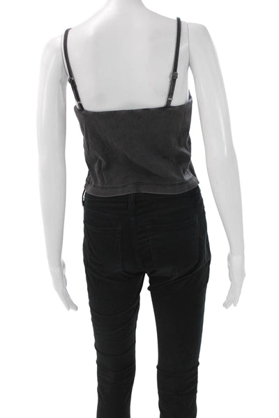 FP Movement Womens Cropped Tank Gray Square Neck Sleeveless Athletic Size S