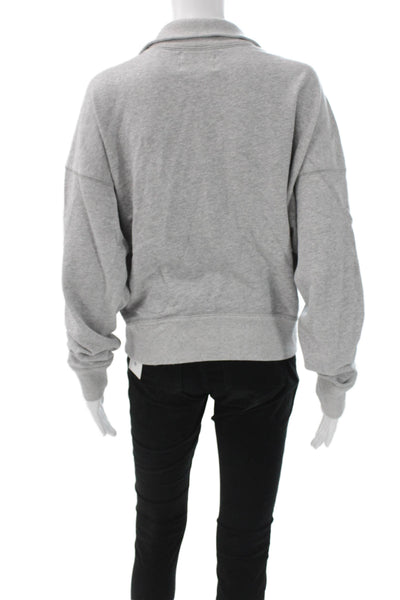 Marant Etoile Womens Gray Cotton Pullover Collared Zip Long Sleeve Size 40