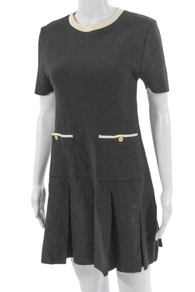 Zara Womens Mini Shift Dress Black Short Sleeve Round Neck Size M