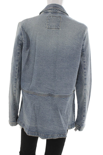 Habitual Womens Light Blue Collared Zip Long Sleeve 90s Jacket Size M