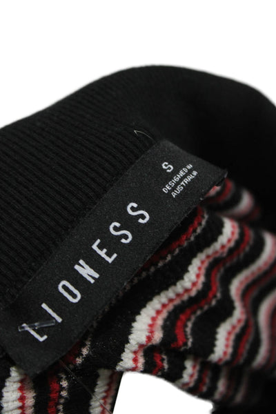 Lioness Unisex Polo Collared Striped Long Sleeve Black Button 90s Size S