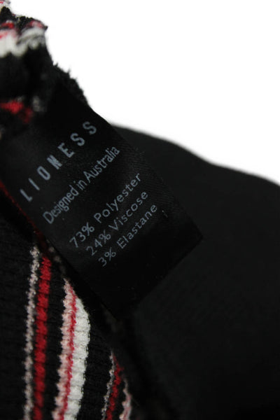 Lioness Unisex Polo Collared Striped Long Sleeve Black Button 90s Size S