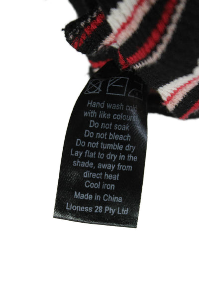 Lioness Unisex Polo Collared Striped Long Sleeve Black Button 90s Size S
