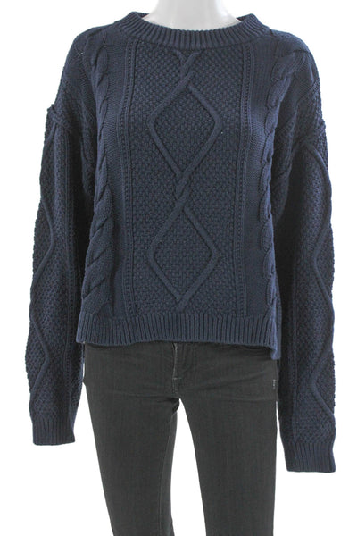 Quince Unisex Pullover Sweater Dark Blue 100% Organic Cotton Crew Neck Size M